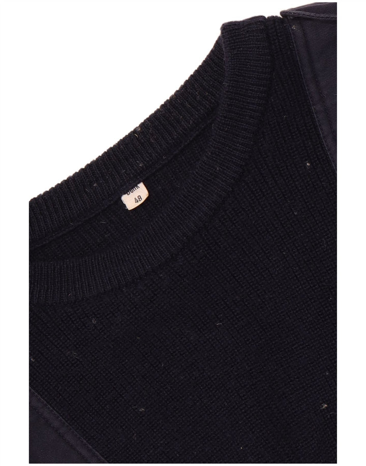 Suéter vintage masculino militar com gola redonda IT 48 azul marinho médio