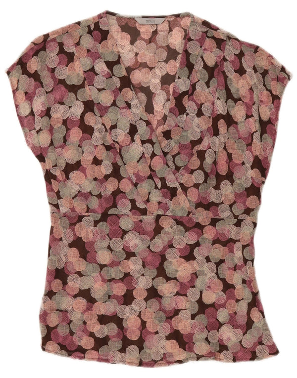 Blusa feminina sem mangas MARKS & SPENCER Top UK 12 Médio Roxo Geométrico