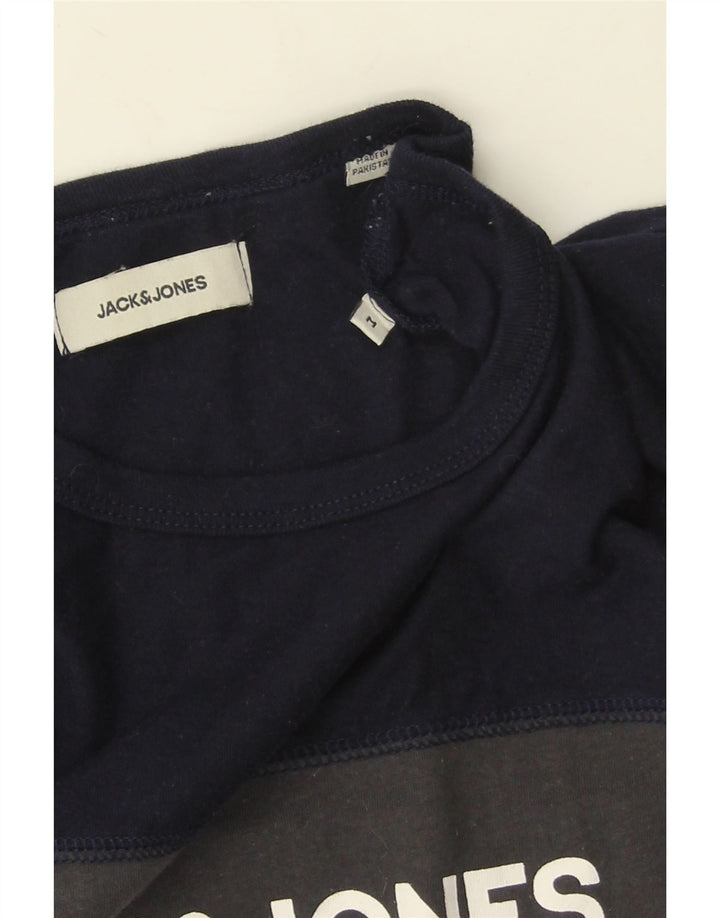 Camiseta masculina gráfica Jack & Jones Top cinza médio algodão colorblock