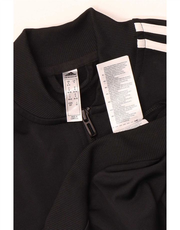 Adidas Womens Tracksuit Top Jacket UK 8/10 Pequeno Poliéster Preto