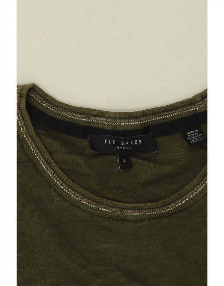 Camiseta masculina Ted Baker tamanho superior 4 grande algodão cáqui