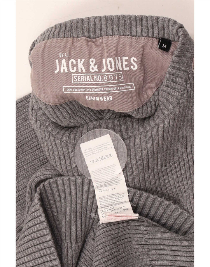Suéter masculino Jack & Jones com gola redonda e algodão colorblock cinza médio