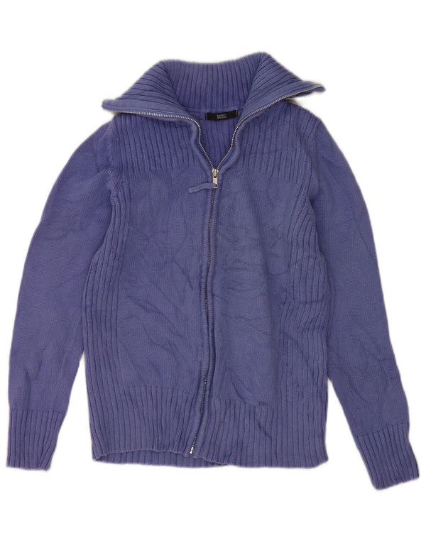 Suéter cardigã feminino Marks & Spencer Reino Unido 12 algodão roxo médio