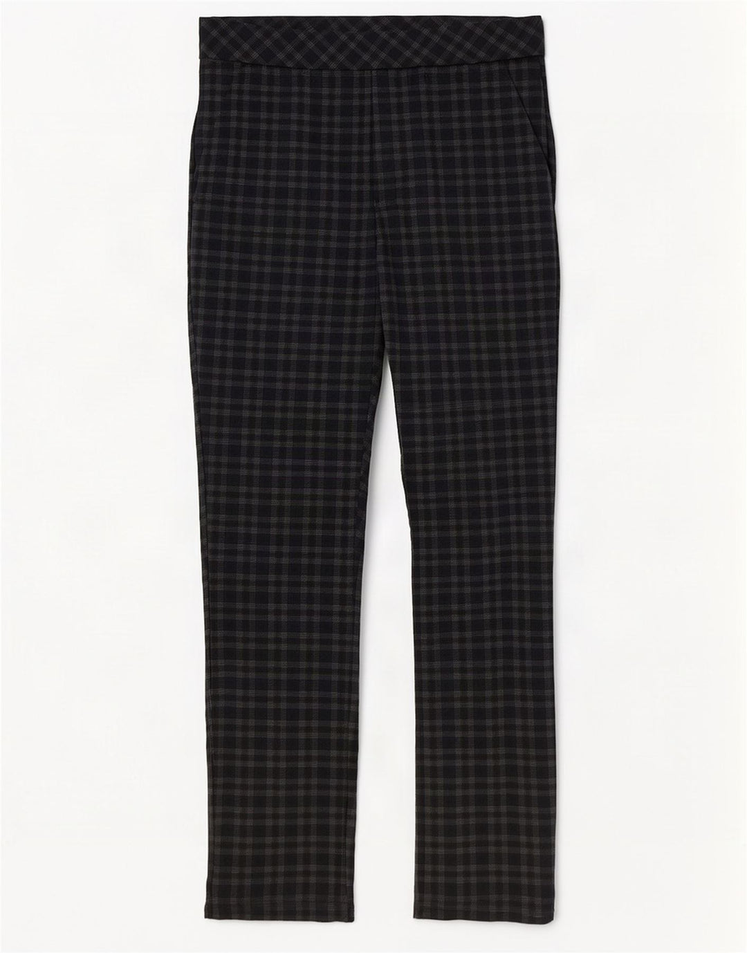 Calça casual feminina Marks & Spencer Reino Unido 12 médio W30 L29 xadrez marrom