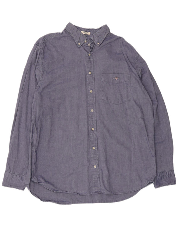 Camisa masculina Gant Regular Fit tamanho 45/46 2XL algodão azul