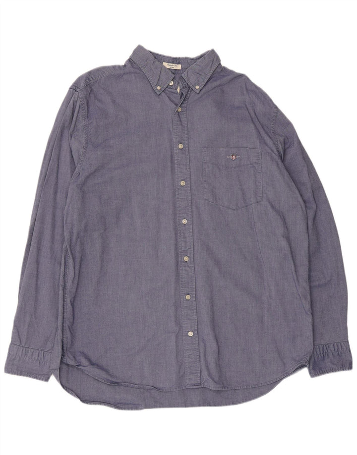 Camisa masculina Gant Regular Fit tamanho 45/46 2XL algodão azul