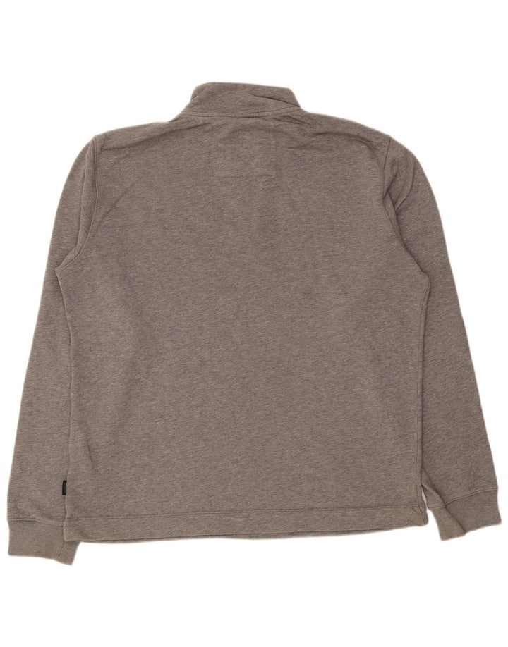 Moletom masculino Hugo Boss com gola com botão e algodão cinza grande