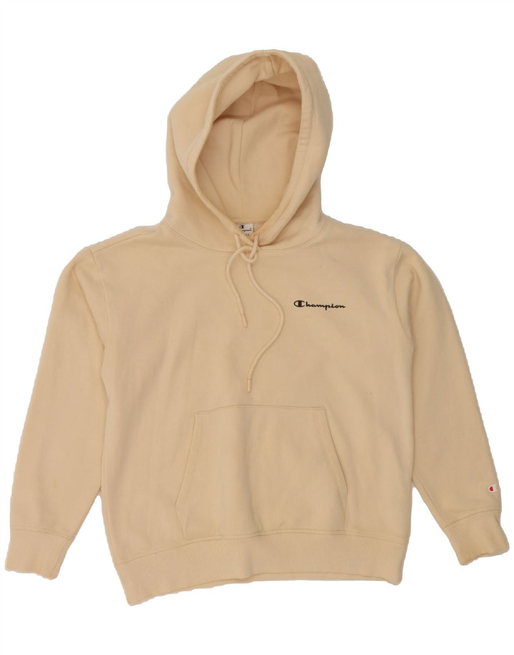 CHAMPION Womens Oversized Hoodie Jumper UK 6 XS Off White Cotton Vintage Champion and Second-Hand Champion from Messina Hembry 