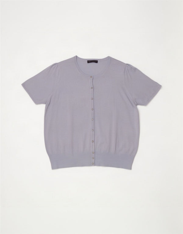 Suéter cardigã feminino de manga curta Marks & Spencer UK 18 XL azul viscose