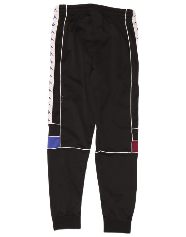 Calça de treino masculina Kappa com estampa gráfica e joggers pequeno bloco colorido preto