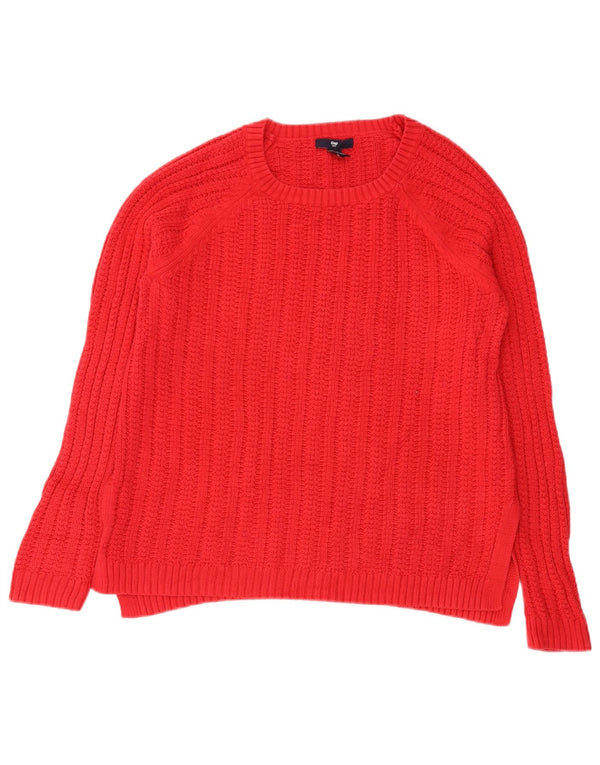 Suéter feminino Gap com gola canoa e gola redonda Reino Unido 16 grande algodão vermelho