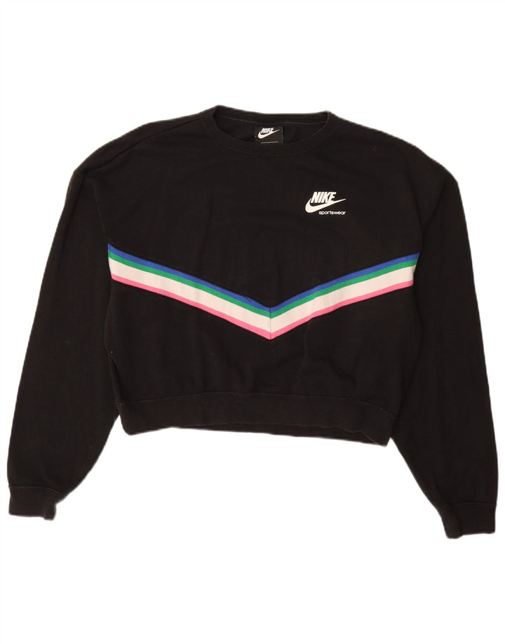 NIKE feminino oversized gráfico moletom jumper UK 10 pequeno preto