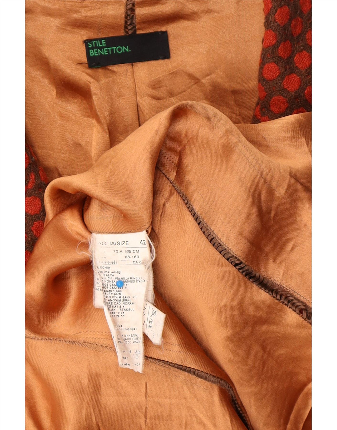 BENETTON Womens Overcoat IT 42 Medium Burgundy Polka Dot Acetate Vintage Benetton and Second-Hand Benetton from Messina Hembry 