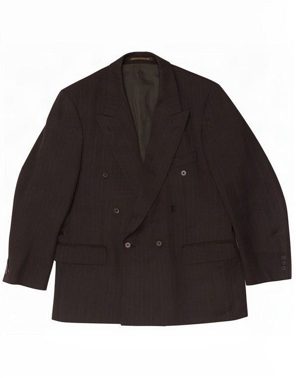 Jaqueta Blazer curta masculina Marks & Spencer Reino Unido 42 XL risca de giz preta