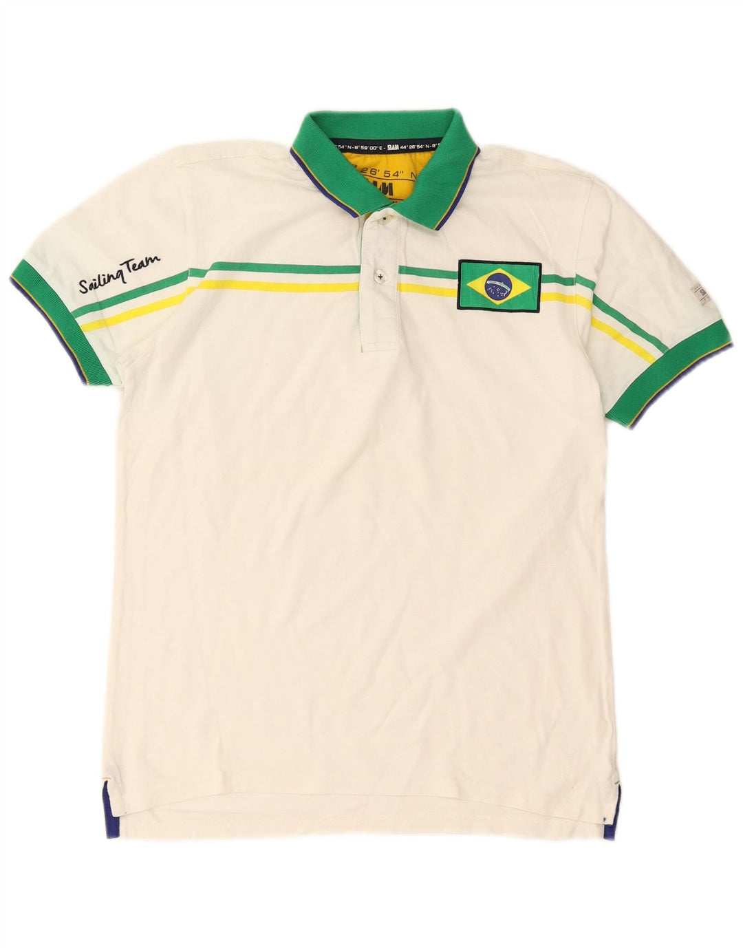 Camisa polo masculina Slam com estampa gráfica pequena de algodão colorido branco