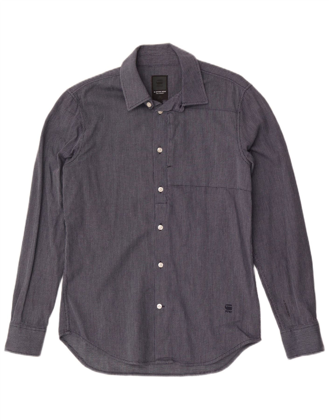 Camisa masculina G-Star de algodão geométrico azul marinho médio