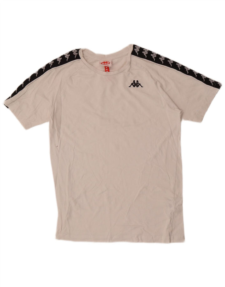 Camiseta gráfica masculina Kappa Top médio branco colorblock algodão