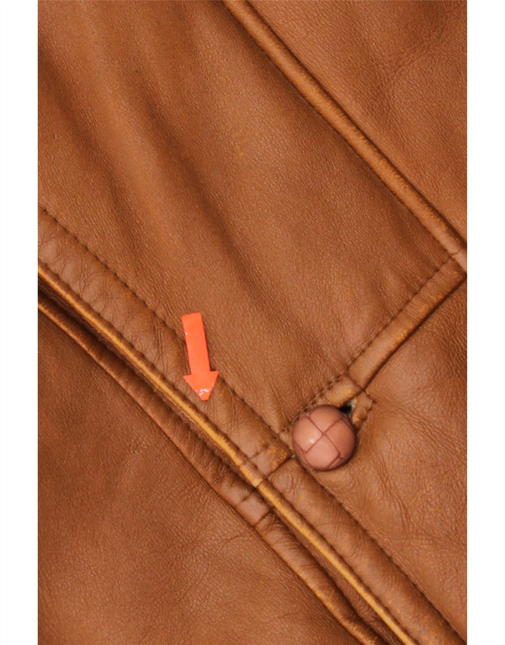 Jaqueta feminina vintage de shearling IT 50 grande marrom shearling