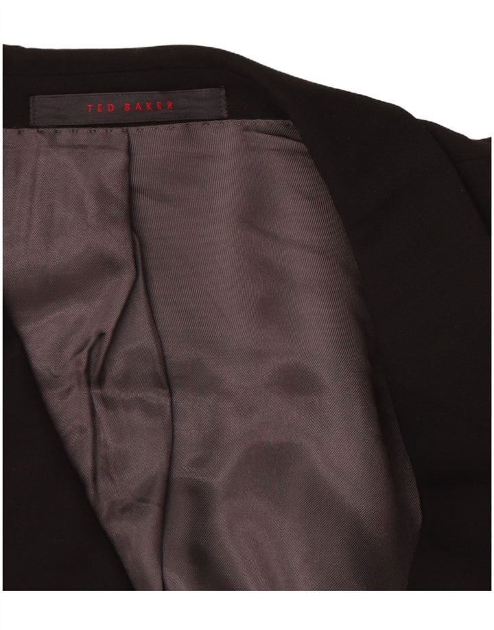Jaqueta blazer masculina de 3 botões Ted Baker US 42 XL preta de lã nova