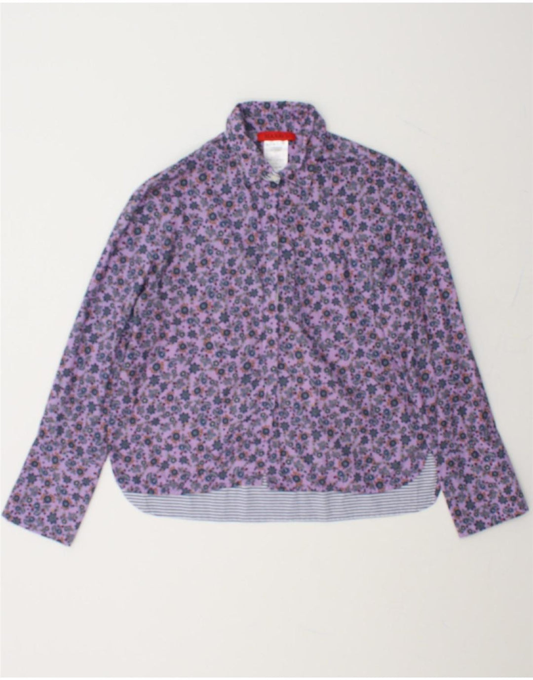 MAX & CO. Womens Shirt UK 6 XS Purple Floral Cotton Vintage Max & Co. and Second-Hand Max & Co. from Messina Hembry 