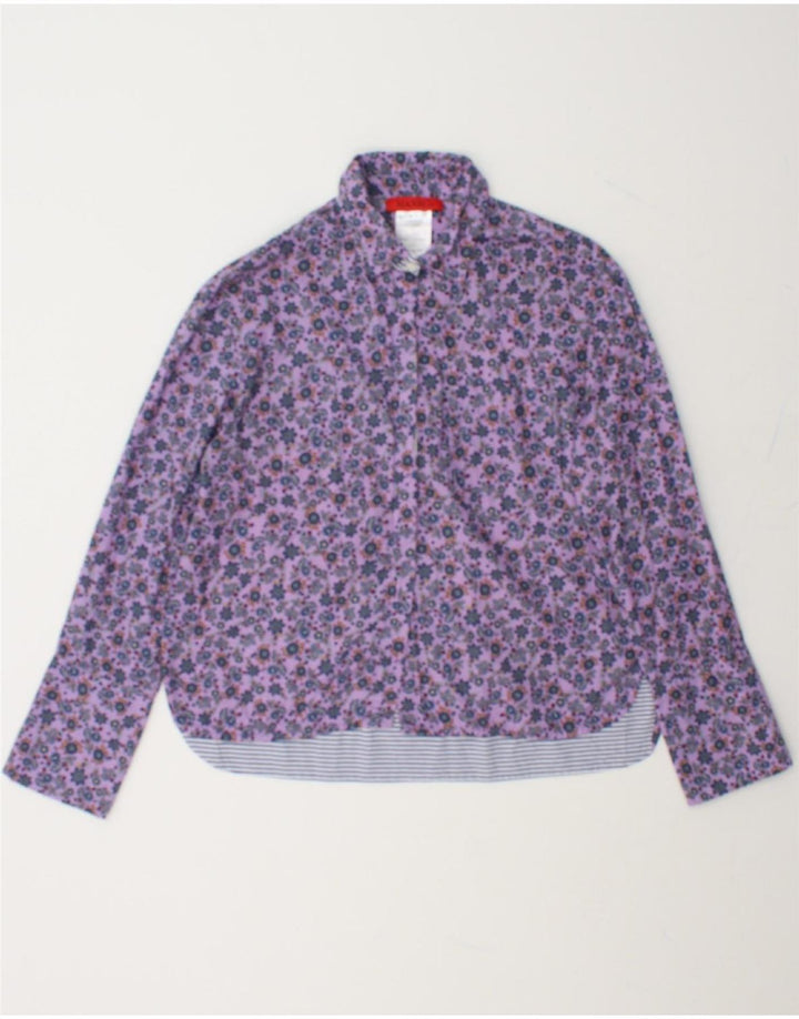 MAX & CO. Womens Shirt UK 6 XS Purple Floral Cotton Vintage Max & Co. and Second-Hand Max & Co. from Messina Hembry 
