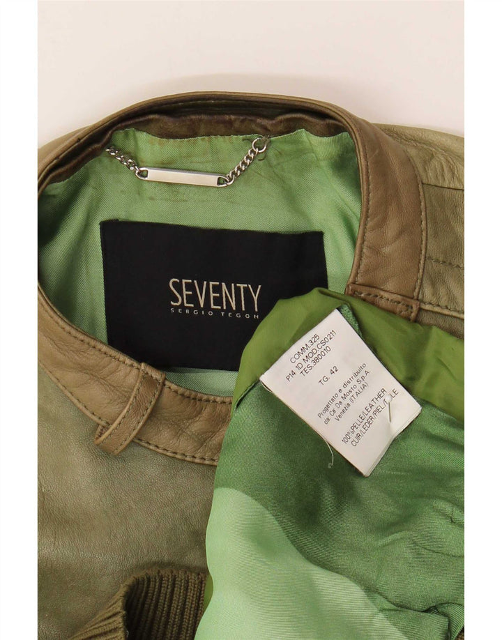 Jaqueta de couro feminina Seventy IT 42 couro verde médio