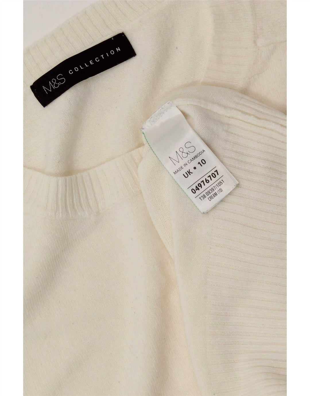 Suéter feminino Marks & Spencer com gola redonda UK 10 pequeno off white