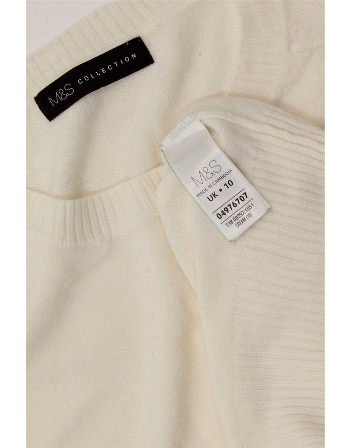 Suéter feminino Marks & Spencer com gola redonda UK 10 pequeno off white