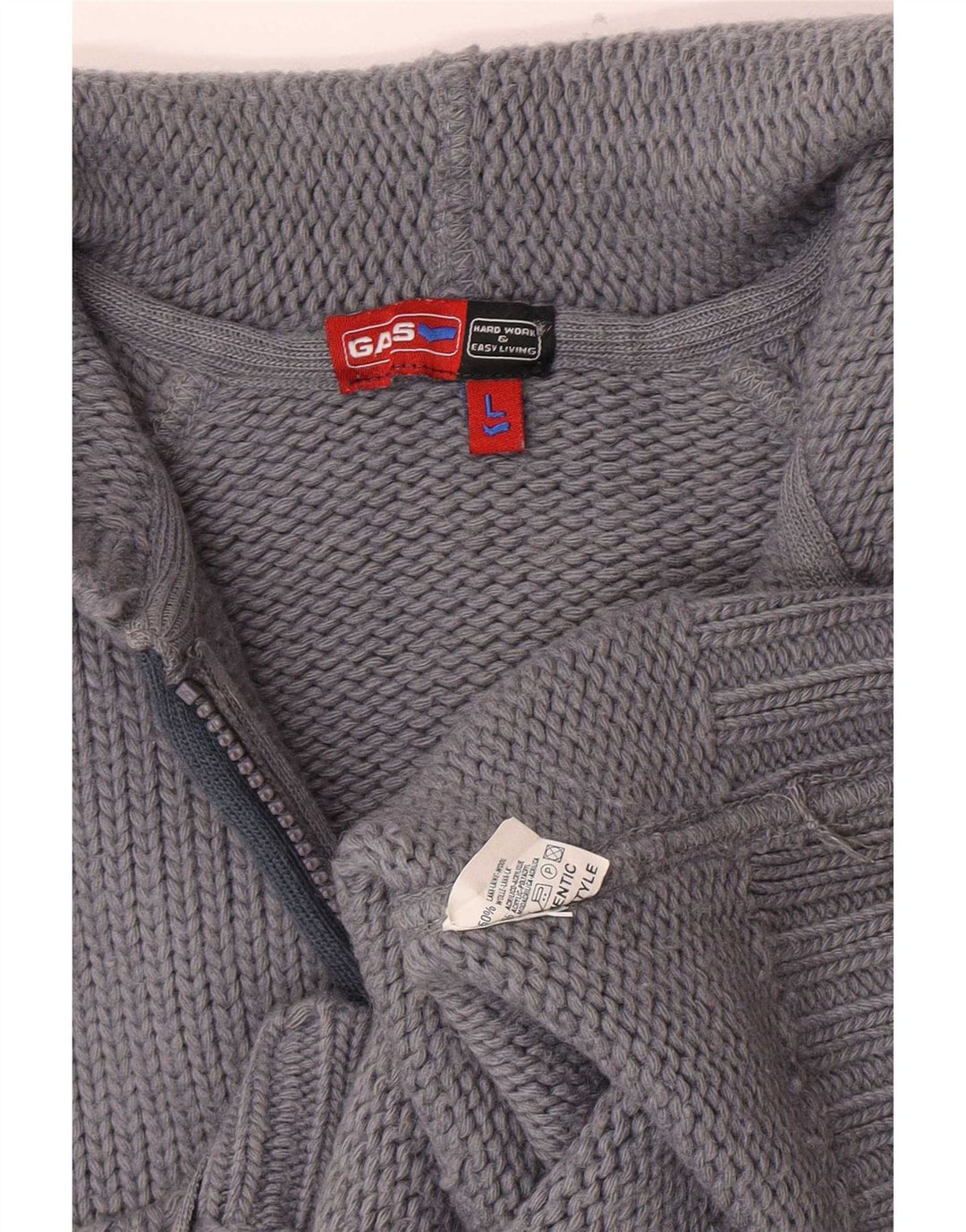Suéter cardigã masculino com capuz Gas grande lã cinza