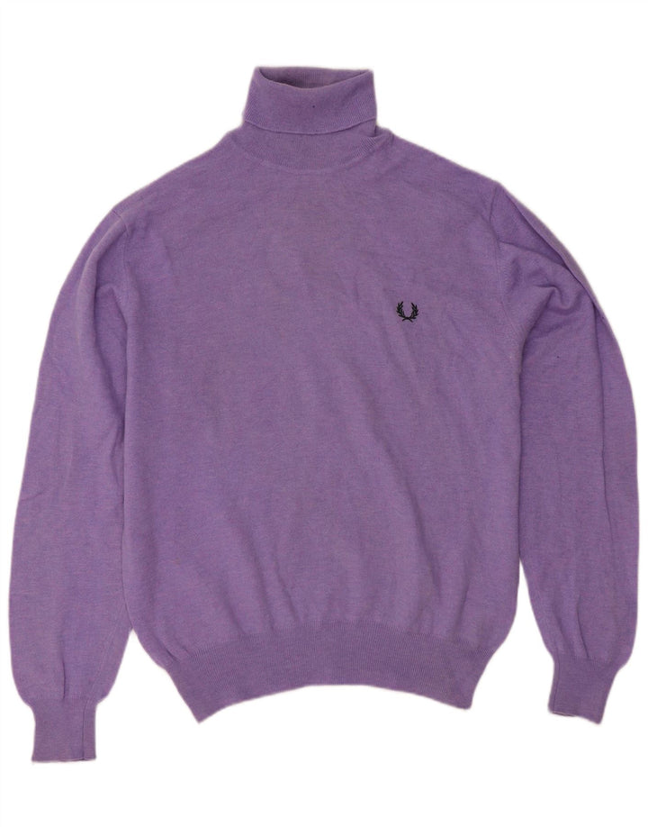 Suéter masculino Fred Perry com ajuste regular e gola redonda, grande lã roxa