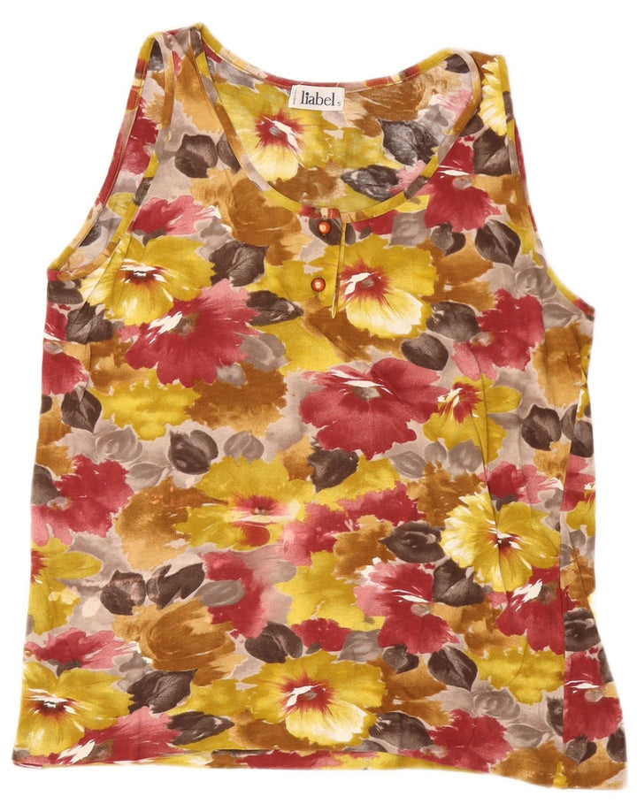 Top colete feminino Liabel UK 14 algodão floral multicolorido médio