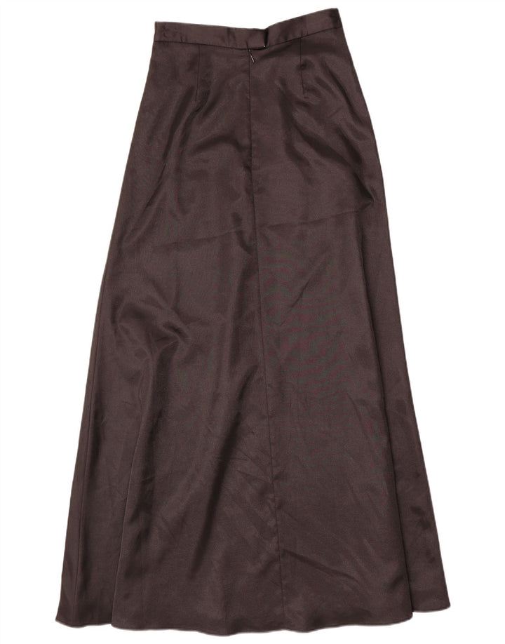 Saia maxi feminina vintage UK 6 XS W24 poliéster preto