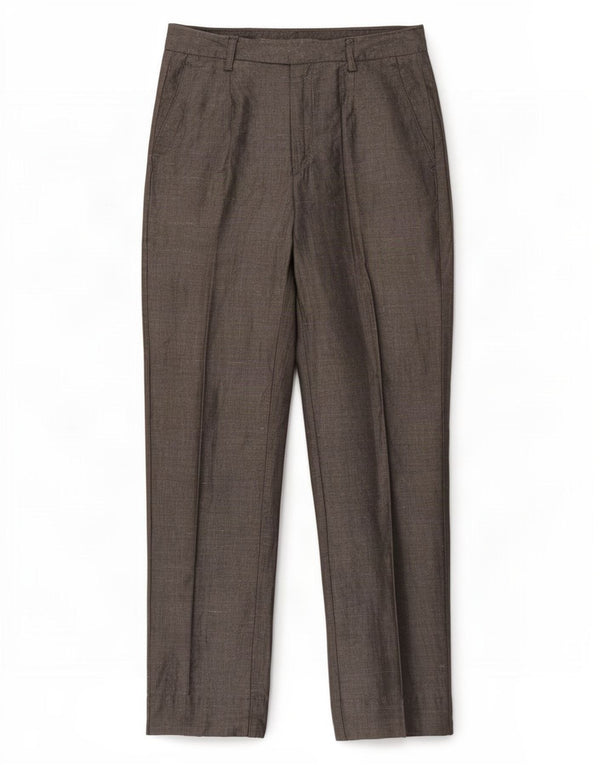 Stefanel Womens Straight Suit Trousers IT 40 Small W27 L28 Grey Ramie