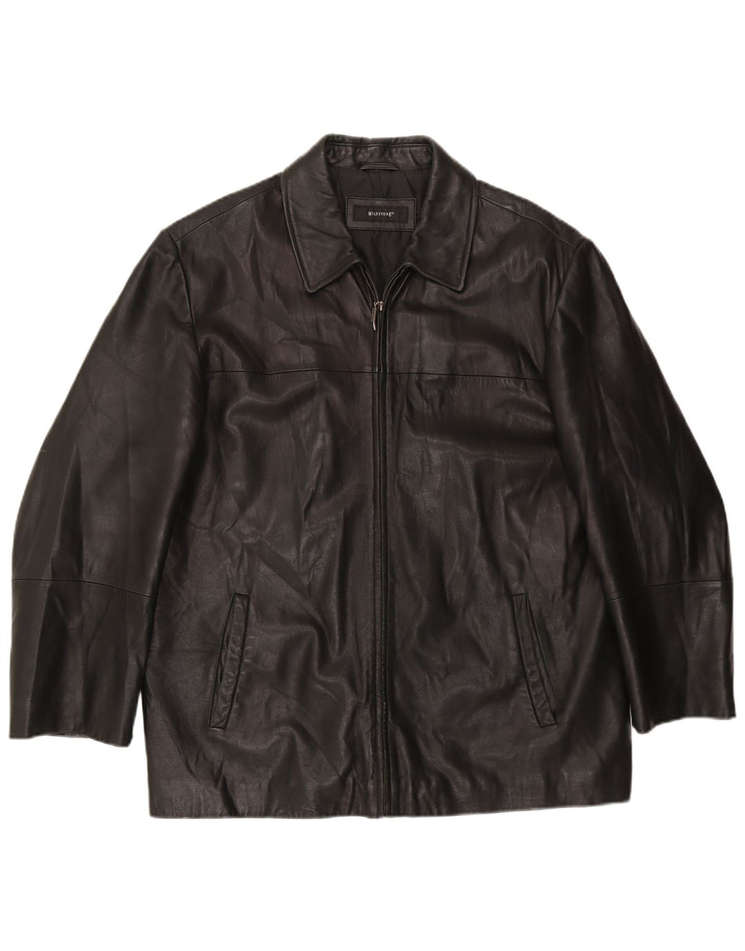 Jaqueta de couro masculina Milestone EU 56 3XL couro preto
