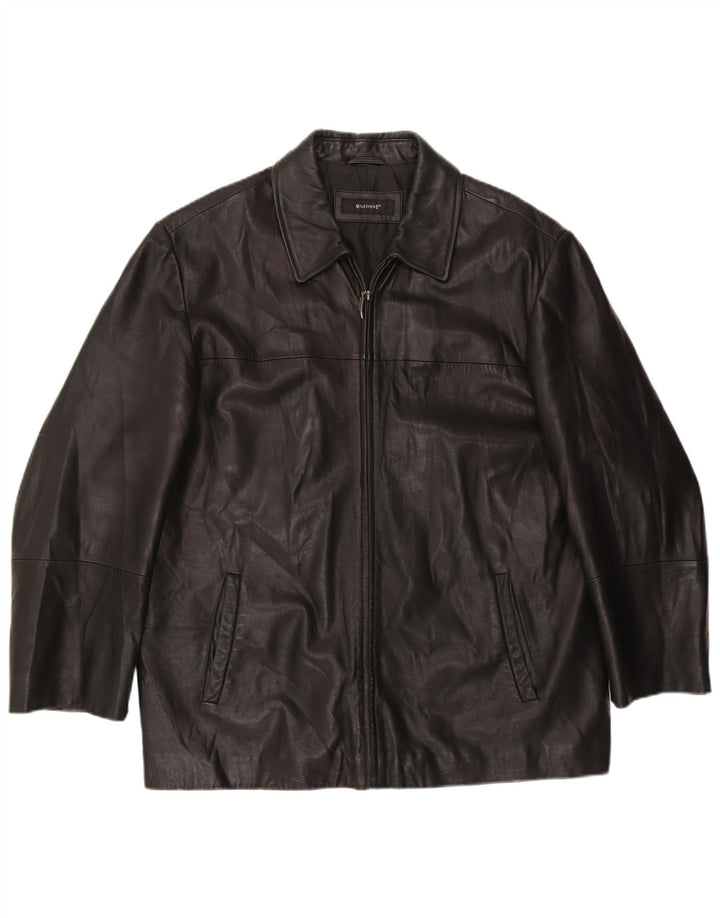 Jaqueta de couro masculina Milestone EU 56 3XL couro preto