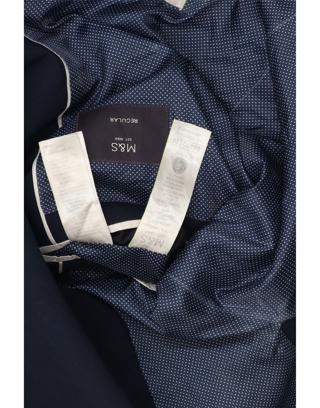Jaqueta blazer masculina MARKS & SPENCER com 2 botões de ajuste regular Reino Unido 44 XL azul marinho