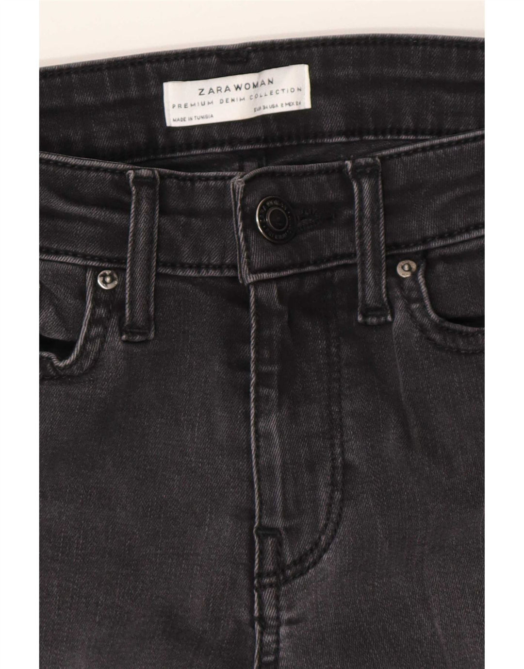 Zara Jeans feminino queimado EU 34 2XS W24 L30 cinza