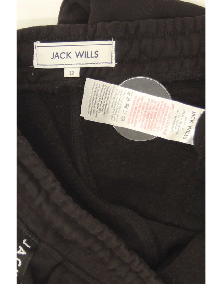 Jack Wills Calça feminina de treino gráfico Joggers Reino Unido 12 médio preto