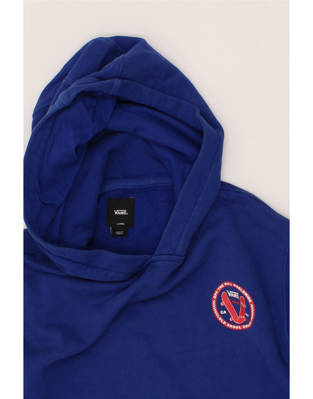 VANS Womens Graphic Hoodie Jumper UK 16 Large Blue Cotton Vintage Vans and Second-Hand Vans from Messina Hembry 