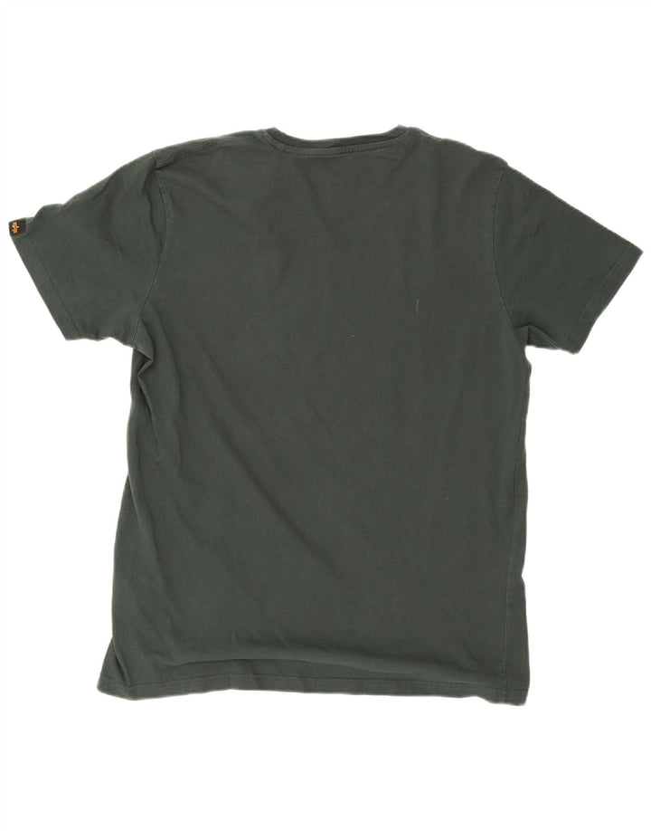 Camiseta gráfica masculina Alpha Industries Top grande de algodão verde