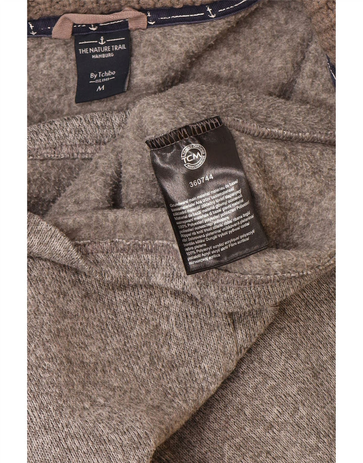 Suéter feminino VINTAGE com capuz e zíper e palangre UK 14 poliéster cinza médio