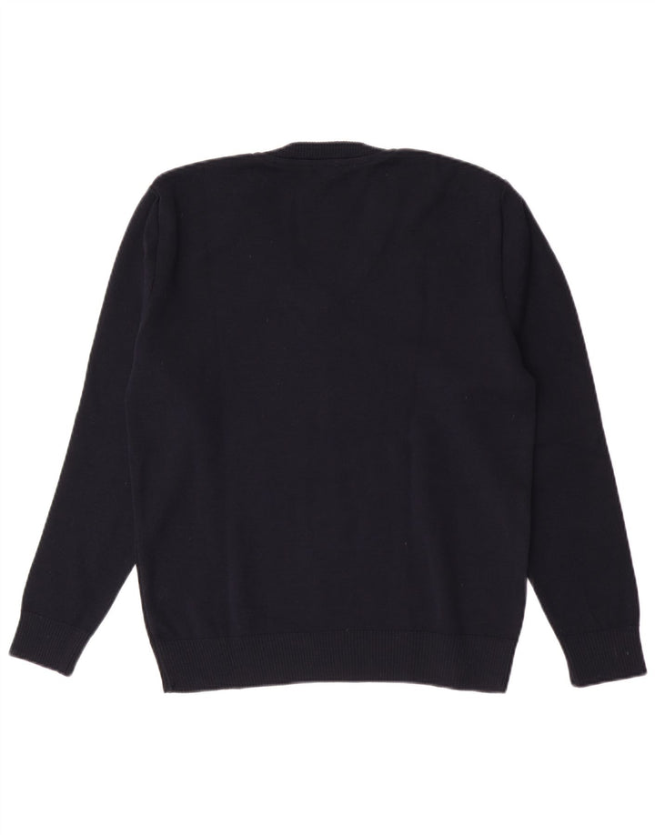 Suéter feminino vintage com decote em V IT 42 azul marinho médio