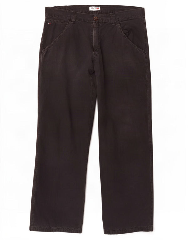 Tommy Hilfiger Mens Loose Fit Calça Casual W36 L32 Algodão Preto