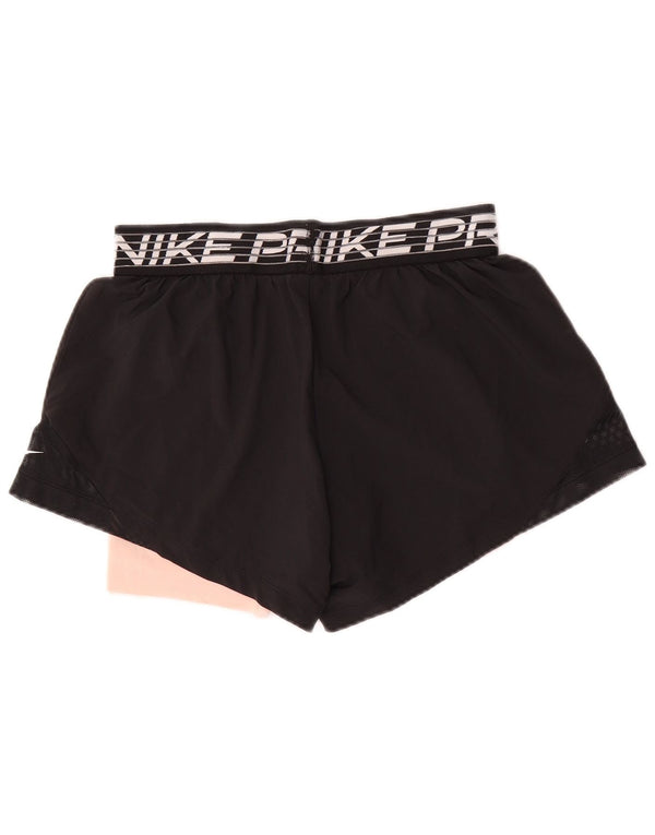 Shorts esportivos gráficos femininos Nike Dri Fit UK 14 médio preto colorblock