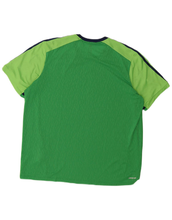 Adidas Mens Climacool Camiseta Top 2XL Verde Colorblock Poliéster