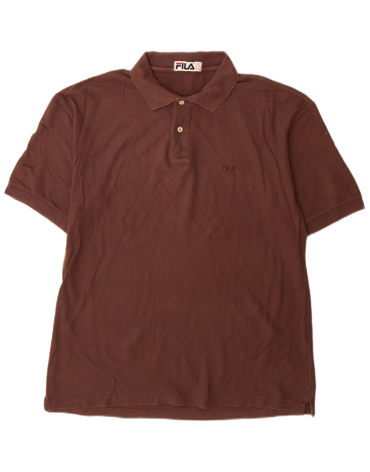Camisa polo masculina Fila IT 52 grande algodão marrom