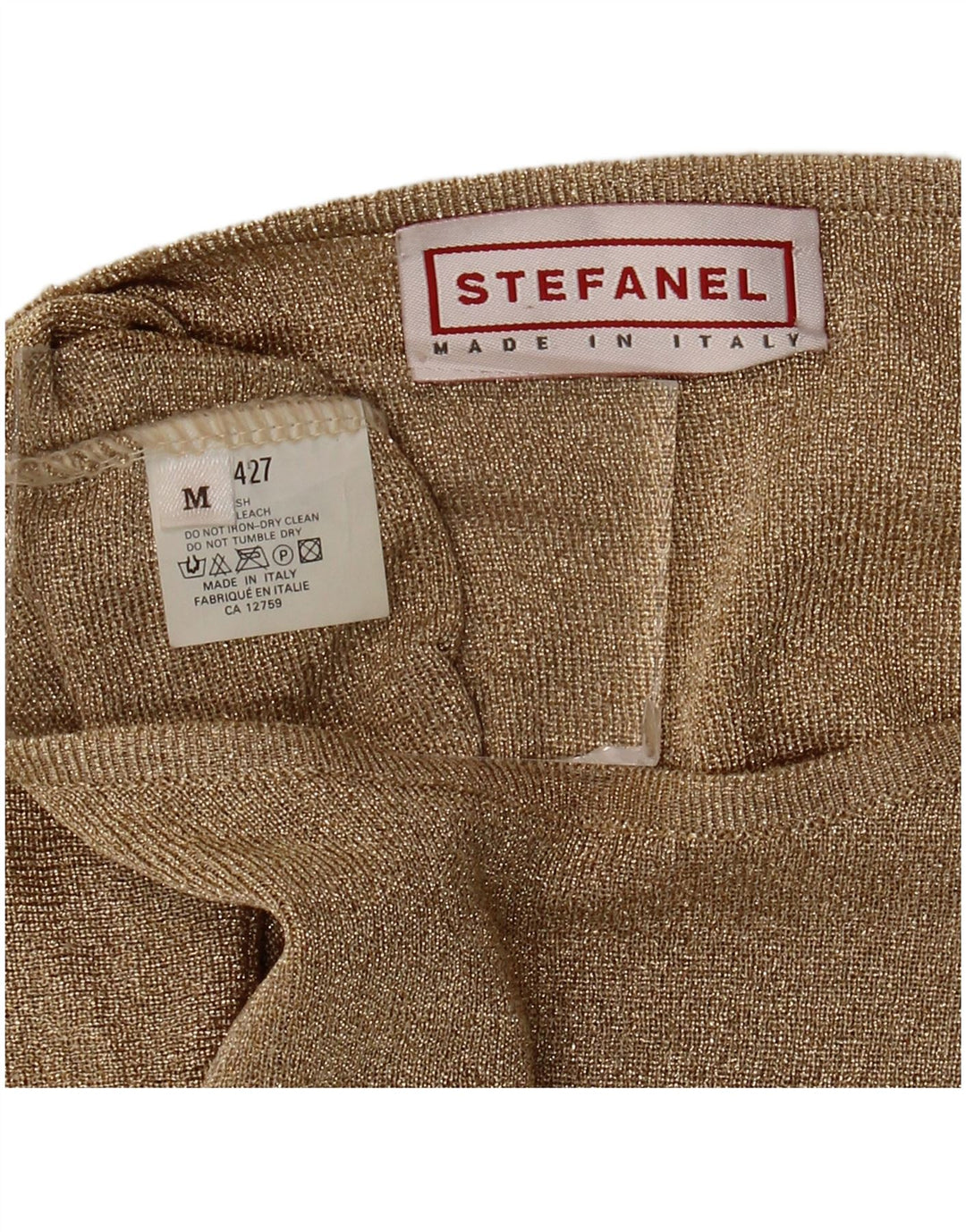Stefanel Top feminino oversized manga comprida Reino Unido 14 Médio Ouro Cupro