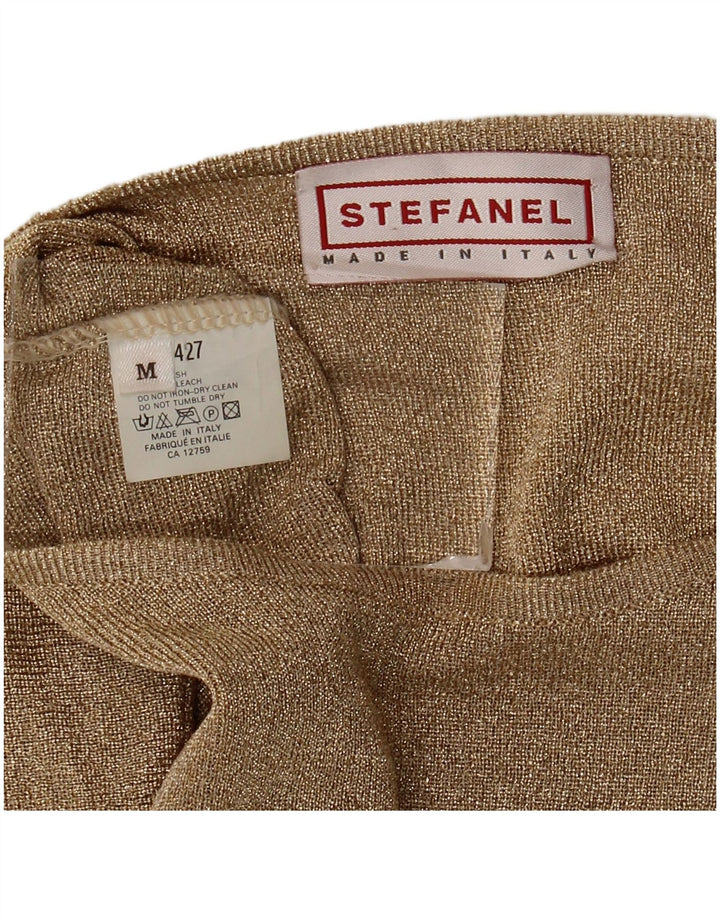 Stefanel Top feminino oversized manga comprida Reino Unido 14 Médio Ouro Cupro