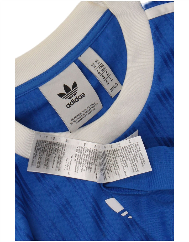 ADIDAS Mens Graphic T-Shirt Top Médio Azul Listrado Poliéster