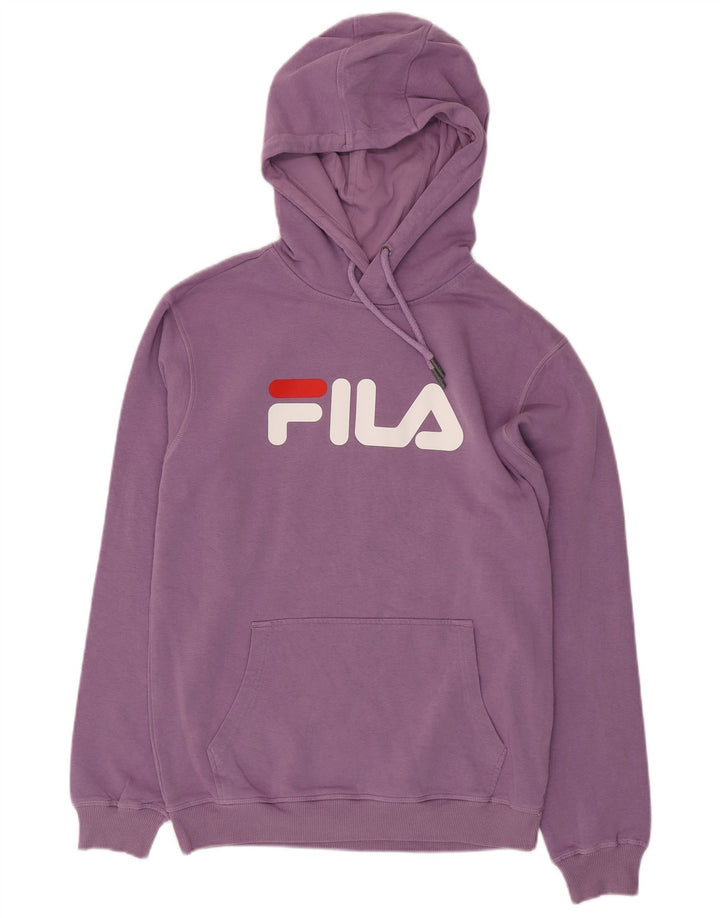 FILA Suéter com capuz gráfico masculino pequeno roxo
